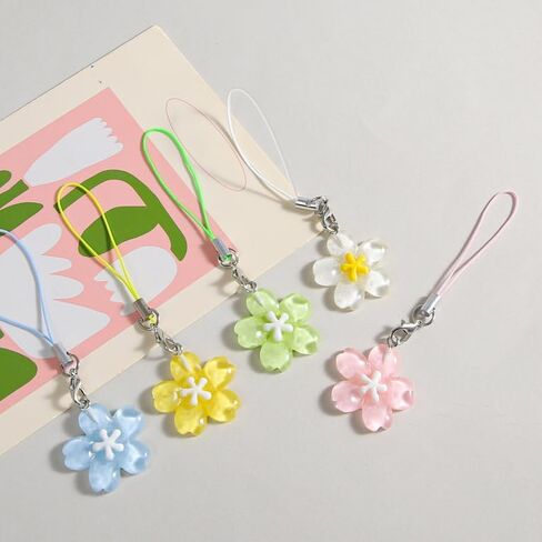 Cute Floral Phone Charm Y2K Coquette Aesthetic Cell Phone Charms Kawaii Colourful Sakura Bag Charm Accessoies 5Pcs in Kuwait