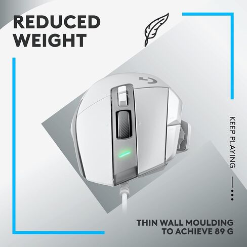 Logitech G502 X Wired Gaming Mouse - LIGHTFORCE hybrid optical-mechanical primary switches, HERO 25K gaming sensor, compatible with PC - macOS/Windows - White (Renewed) in Saudi Arabia