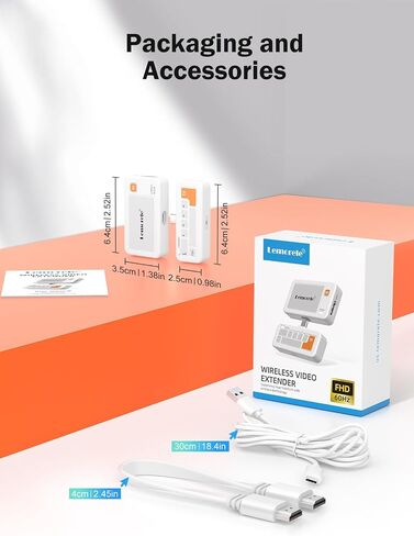فيديو Lemorele USB-C (وضع DP Alt) جهاز إرسال واستقبال HDMI لاسلكي in Kuwait