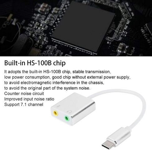 USB Sound Card, 7.1 Channel Aluminum Alloy Type C External Sound Card No Drive Stereo Audio Adapter in Saudi Arabia