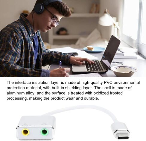 USB Sound Card, 7.1 Channel Aluminum Alloy Type C External Sound Card No Drive Stereo Audio Adapter in Saudi Arabia