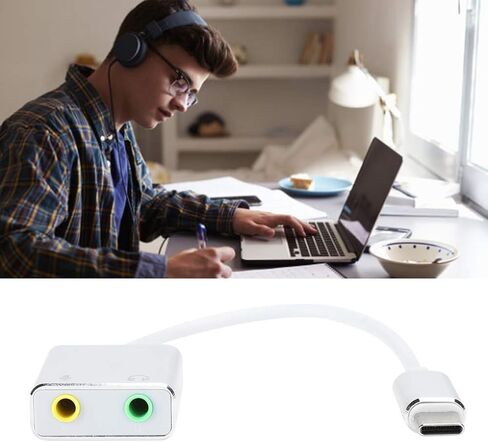 USB Sound Card, 7.1 Channel Aluminum Alloy Type C External Sound Card No Drive Stereo Audio Adapter in Saudi Arabia
