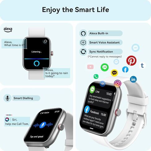 Smart Watch for Women Men, Smartwatch for iPhone & Android Bluetooth (Answer/Call) Built-in Alexa, 1.91" HD Fitness Tracker with 105+ Sport Modes, IP68 Waterproof, Sleep/Heart Rate/SpO2/Stress Monitor in Kuwait