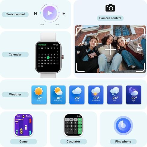 Smart Watch for Women Men, Smartwatch for iPhone & Android Bluetooth (Answer/Call) Built-in Alexa, 1.91" HD Fitness Tracker with 105+ Sport Modes, IP68 Waterproof, Sleep/Heart Rate/SpO2/Stress Monitor in Kuwait