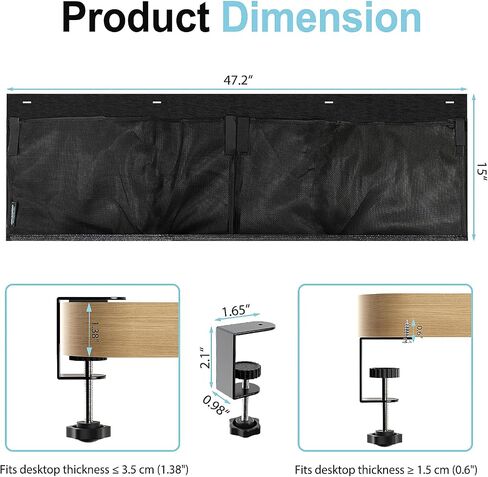 No Drill Under Desk Cable Management Privacy Panel,47.2" Felt Modesty Panel in Kuwait