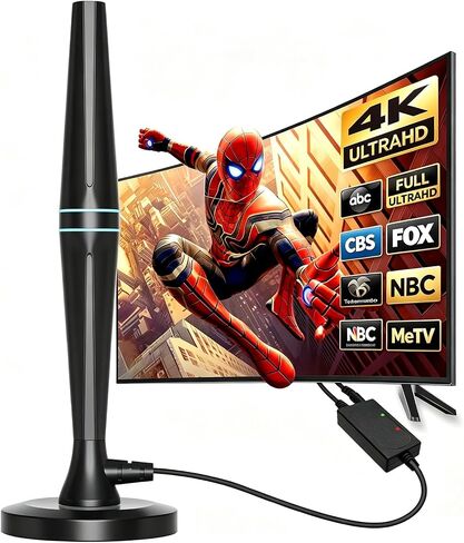 2026 Upgraded TV Antenna for Smart TV and Older TVs, 4200+ Miles Range Digital TV Antenna Indoor for Local Channels with Signal Amplifier, 4K 1080p HDTV Reception in Saudi Arabia