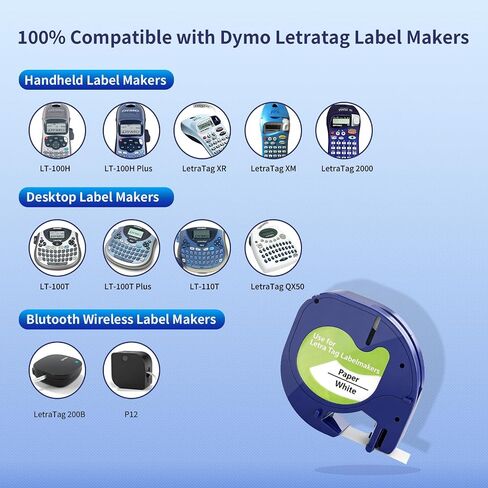 12-Pack Replace for Dymo LetraTag Label Maker Refills 91330 Black on White in Saudi Arabia