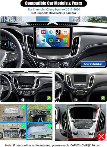 راديو سيارة 4G+128G لسيارة شيفروليه تشيفي إكوينوكس 2017 2018 2019 2020 مع Carplay اللاسلكي Android Auto، 10 بوصة 1280 * 720 ستيريو سيارة بشاشة تعمل باللمس مع نظام تحديد المواقع بلوتوث FM وكاميرا احتياطية in Kuwait