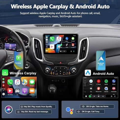 راديو سيارة 4G+128G لسيارة شيفروليه تشيفي إكوينوكس 2017 2018 2019 2020 مع Carplay اللاسلكي Android Auto، 10 بوصة 1280 * 720 ستيريو سيارة بشاشة تعمل باللمس مع نظام تحديد المواقع بلوتوث FM وكاميرا احتياطية in Kuwait