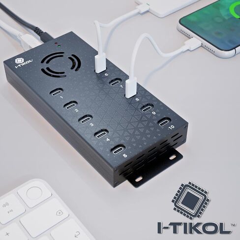 USB 2.0 Hub Type-C متعدد الأمان 10 منافذ تعمل بالطاقة، مع محول تيار متردد، موزع USB من الألومنيوم مع مروحة تبريد - النوع C لأجهزة الكمبيوتر المحمولة والكمبيوتر الشخصي، ومحركات الأقراص المحمولة، والأقراص الصلبة، والقرص الصلب، والماوس، وXPS، وXbox، ولوحة ال in Kuwait