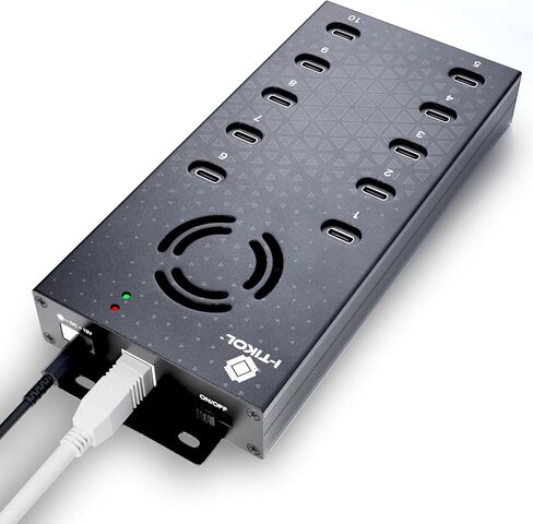 USB 2.0 Hub Type-C متعدد الأمان 10 منافذ تعمل بالطاقة، مع محول تيار متردد، موزع USB من الألومنيوم مع مروحة تبريد - النوع C لأجهزة الكمبيوتر المحمولة والكمبيوتر الشخصي، ومحركات الأقراص المحمولة، والأقراص الصلبة، والقرص الصلب، والماوس، وXPS، وXbox، ولوحة ال in Kuwait