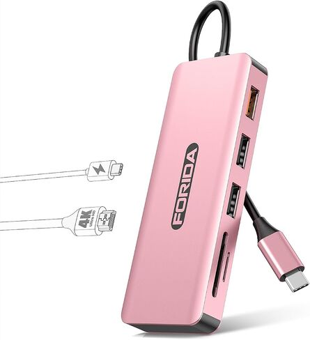 موزع USB C 7 في 1، 4K30 هرتز HDMI، 10 جيجابت في الثانية USB3.2، 100 واط، قارئ بطاقات لجهاز MacBook in Kuwait