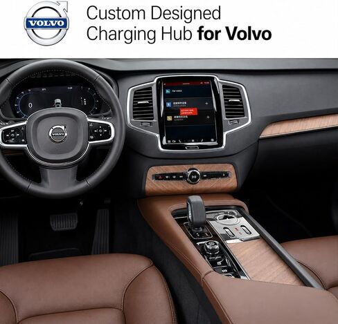 شاحن لاسلكي 15 وات ومحور USB مناسب خصيصًا لفولفو XC60 XC90 S90 V90 S60 V60، محطة إرساء وحدة التحكم المركزية مع كابلين قابلين للسحب بقدرة 45 وات من النوع C، ملحقات فولفو الداخلية للشحن السريع متعددة المنافذ in Kuwait
