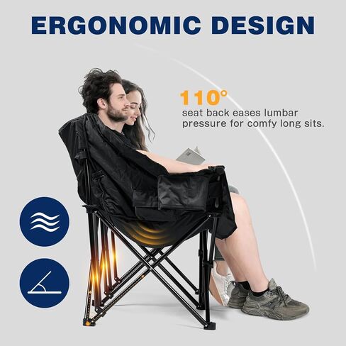 apollo walker Extra Wide Double Camping Chair - Heavy Duty 600lbs Loveseat Camp Couch with Dual Cup Holders & Carry Bag in Kuwait