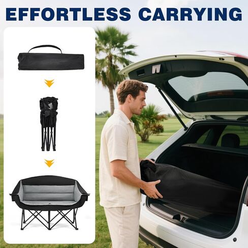 apollo walker Extra Wide Double Camping Chair - Heavy Duty 600lbs Loveseat Camp Couch with Dual Cup Holders & Carry Bag in Kuwait