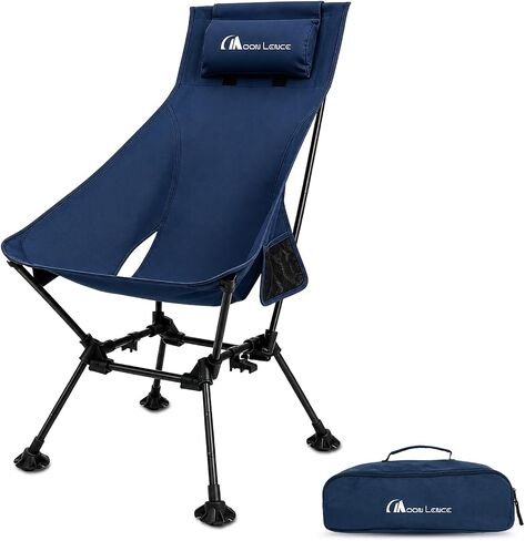 MOON LENCE High Back Folding Camping Chairs, Height-Adjustable, Widened Seat, for Beach with Anti-Sinking Feet (Black) in Kuwait