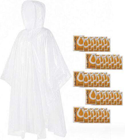 SaphiRose Disposable Adult Rain Ponchos Clear Emergency Raincoat in Kuwait