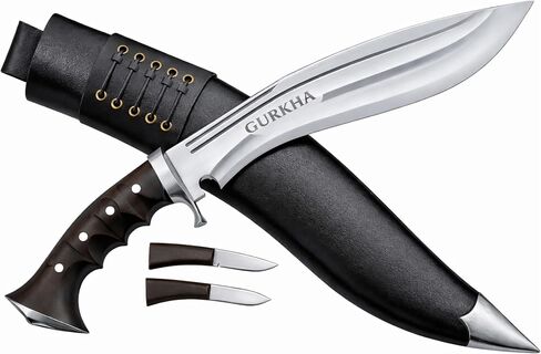 Gurkha Kukri Knife 10.5" Blade (16" Overall) – Iraqi Tactical Design, Hand Forged in Nepal, 5160 Carbon Steel, Full Tang Fixed Blade with Guard for Survival, Bushcraft & Heavy-Duty Outdoor Use in Saudi Arabia