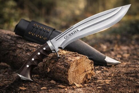 Gurkha Kukri Knife 10.5" Blade (16" Overall) – Iraqi Tactical Design, Hand Forged in Nepal, 5160 Carbon Steel, Full Tang Fixed Blade with Guard for Survival, Bushcraft & Heavy-Duty Outdoor Use in Saudi Arabia