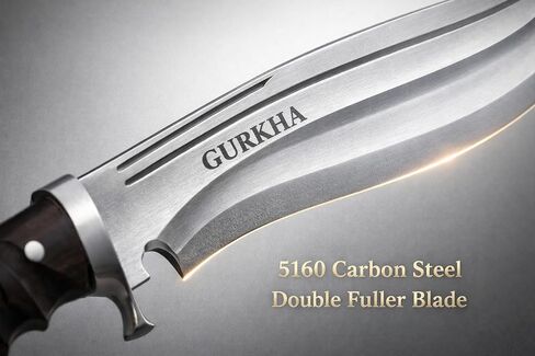Gurkha Kukri Knife 10.5" Blade (16" Overall) – Iraqi Tactical Design, Hand Forged in Nepal, 5160 Carbon Steel, Full Tang Fixed Blade with Guard for Survival, Bushcraft & Heavy-Duty Outdoor Use in Saudi Arabia