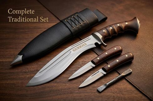 Gurkha Kukri Knife 10.5" Blade (16" Overall) – Iraqi Tactical Design, Hand Forged in Nepal, 5160 Carbon Steel, Full Tang Fixed Blade with Guard for Survival, Bushcraft & Heavy-Duty Outdoor Use in Saudi Arabia