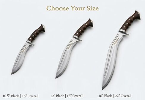 Gurkha Kukri Knife 10.5" Blade (16" Overall) – Iraqi Tactical Design, Hand Forged in Nepal, 5160 Carbon Steel, Full Tang Fixed Blade with Guard for Survival, Bushcraft & Heavy-Duty Outdoor Use in Saudi Arabia