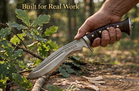 Gurkha Kukri Knife 10.5" Blade (16" Overall) – Iraqi Tactical Design, Hand Forged in Nepal, 5160 Carbon Steel, Full Tang Fixed Blade with Guard for Survival, Bushcraft & Heavy-Duty Outdoor Use in Saudi Arabia