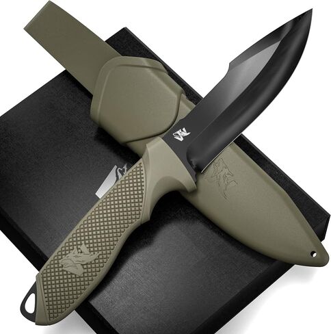 ODENWOLF WOLF-I Full Tang Survival Knife with Sheath - Stylish Tactical Fixed Blade - Made of D2 Steel - Bushcraft and Camping Knife Survival - Perfect EDC Outdoor Knife with TPE Handle in Saudi Arabia