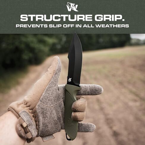 ODENWOLF WOLF-I Full Tang Survival Knife with Sheath - Stylish Tactical Fixed Blade - Made of D2 Steel - Bushcraft and Camping Knife Survival - Perfect EDC Outdoor Knife with TPE Handle in Saudi Arabia
