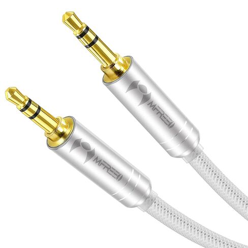 3.5mm Nylon Braided Aux Cable, 3.3ft / 1m, Male to Male, Gold-Plated Audio Cord for Headphones, Car Stereos, Home Audio, iPhone, iPad, iPod, Speakers & More - (Black) in Saudi Arabia