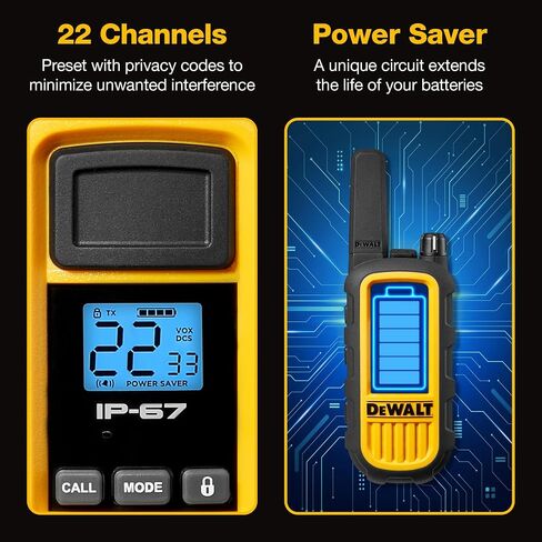 DEWALT DXFRS800 FRS Walkie Talkies, 2W, 4 Pack with 4 Headsets in Saudi Arabia