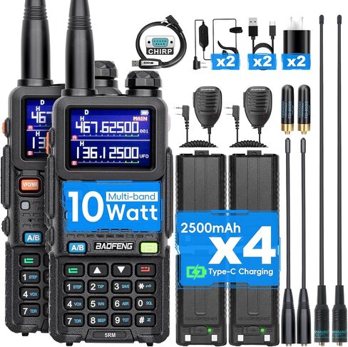 Baofeng Radio Ham Radio Handheld UV-5R Upgrade 5RM 10W (4PCS Batteries) Emergency Two Way Radio Long Range,999CH, Fre Copy, NOAA Weather Rechargeable Walkie Talkies for Survival Gear Hunting-2 Pack in Saudi Arabia