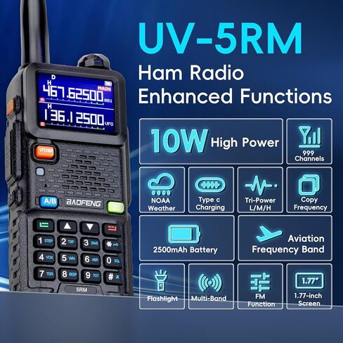 Baofeng Radio Ham Radio Handheld UV-5R Upgrade 5RM 10W (4PCS Batteries) Emergency Two Way Radio Long Range,999CH, Fre Copy, NOAA Weather Rechargeable Walkie Talkies for Survival Gear Hunting-2 Pack in Saudi Arabia