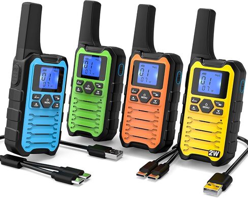 Wishouse K15 Walkie Talkies Long Range for Adults, Rechargeable Two-Way Radios 4 Pack, 2W FRS, 22 Channels, USB-C, Flashlight, NOAA/SOS, Quick Pair, for Camping & Hunting, Emergency Use in Saudi Arabia