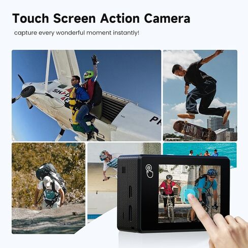 Apexcam Action Camera 4K Touch Screen, 131FT Waterproof Camera Underwater, 60FPS 64MP Sports Camera Helmet for Vlog, WiFi Camcorder, 8X Zoom, Remote Control, 64GB Card,Mount Accessories in Kuwait