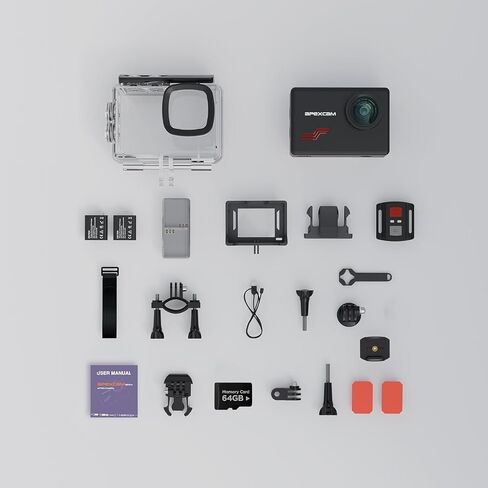 Apexcam Action Camera 4K Touch Screen, 131FT Waterproof Camera Underwater, 60FPS 64MP Sports Camera Helmet for Vlog, WiFi Camcorder, 8X Zoom, Remote Control, 64GB Card,Mount Accessories in Kuwait