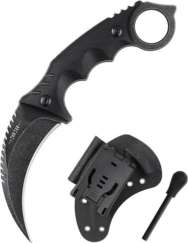 Claw Knife with Sheath, Durable 420HC Steel Fixed Blade Outdoor Duty Knife, Karambit Knife with Ergonomics G10 Anti-skidding Handle in Kuwait