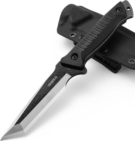 Omesio Tanto Tactical Fixed Blade Knife, Full Tang 420 Steel, Black in Saudi Arabia