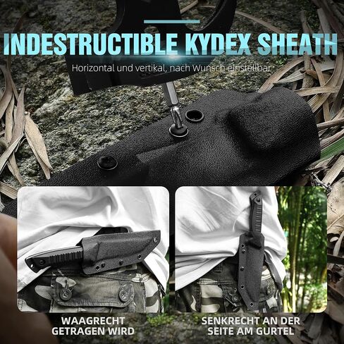 Omesio Tanto Tactical Fixed Blade Knife, Full Tang 420 Steel, Black in Saudi Arabia