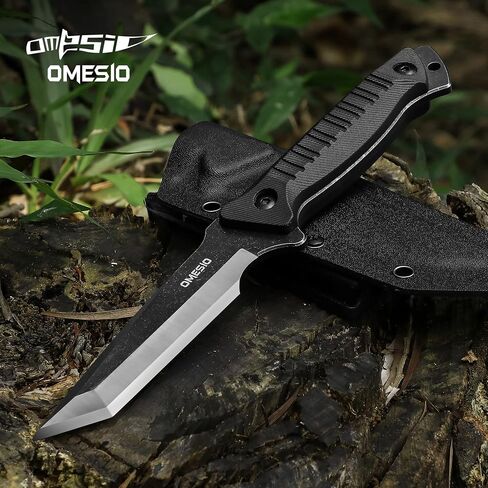 Omesio Tanto Tactical Fixed Blade Knife, Full Tang 420 Steel, Black in Saudi Arabia