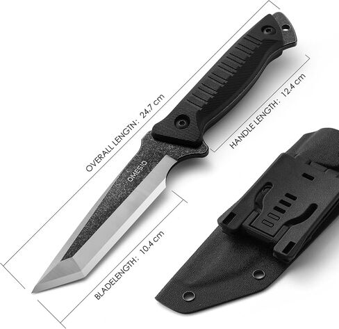 Omesio Tanto Tactical Fixed Blade Knife, Full Tang 420 Steel, Black in Saudi Arabia