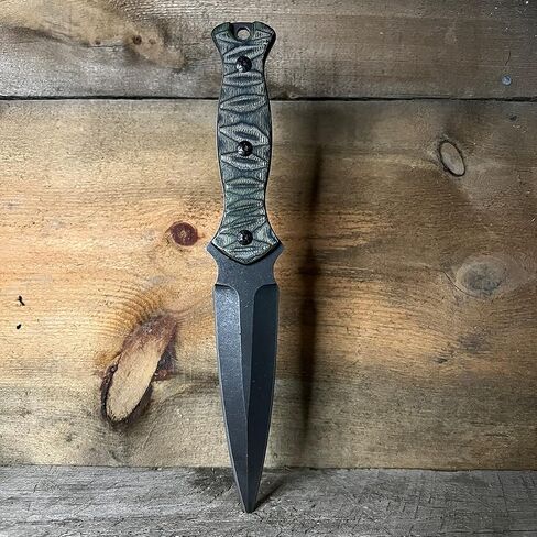 Black Sierra DIY Tactical Dual Edge Knife Making Kit, Build Your Own Fixed Stainless Steel Blade with Leather Sheath, Hobby Project for Camping, Hunting, Survival, Fishing in Kuwait