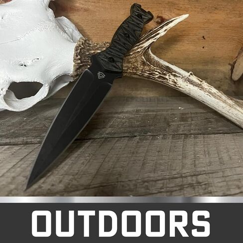 Black Sierra DIY Tactical Dual Edge Knife Making Kit, Build Your Own Fixed Stainless Steel Blade with Leather Sheath, Hobby Project for Camping, Hunting, Survival, Fishing in Kuwait