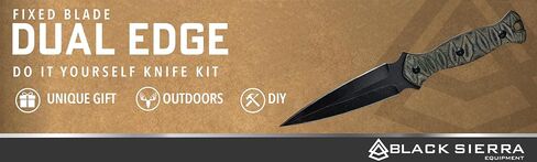 Black Sierra DIY Tactical Dual Edge Knife Making Kit, Build Your Own Fixed Stainless Steel Blade with Leather Sheath, Hobby Project for Camping, Hunting, Survival, Fishing in Kuwait