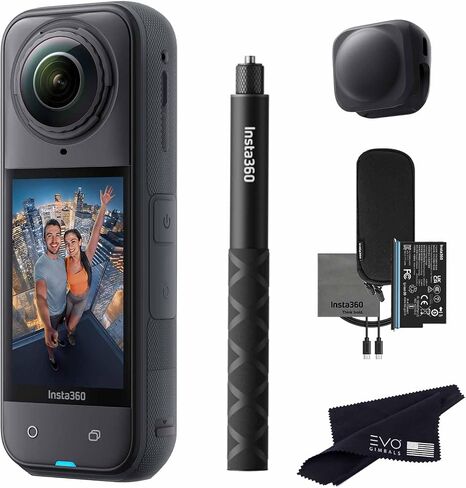 Insta360 X5 Basic Bundle-8K Waterproof 360 Action Camera with 1/1.28" 48MP Sensors, 8K 360 HDR Video, 72MP 360 Photo, 4K Single-Lens |Bundle Includes Selfie Stick, Lens Cap (No Card) in Saudi Arabia