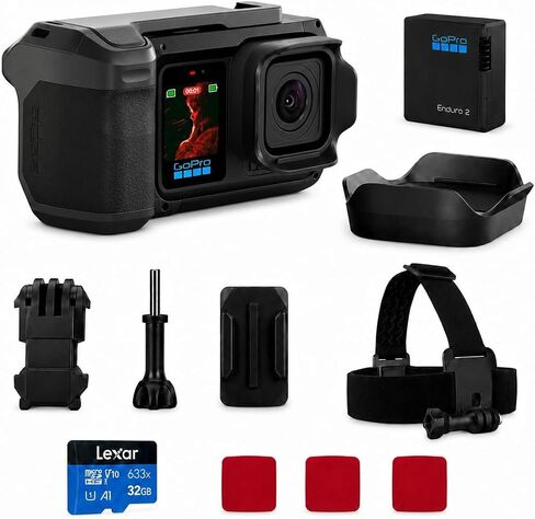 كاميرا GoPro Mission 1 PRO المدمجة للسينما، كاميرا مقاومة للماء تحت الماء مع فيديو 8K60، مستشعر 1 بوصة، صور 50 ميجابكسل، حركة بطيئة 1080p960، تثبيت HyperSmooth، حزام الرأس، 32 جيجابايت SD in Kuwait
