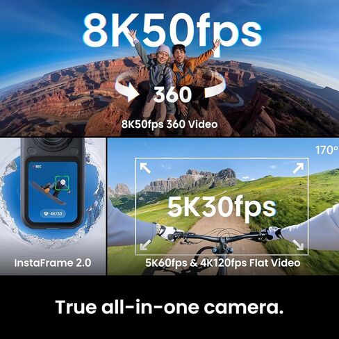 Insta360 X6 Essentials Bundle with 1TB Card-8K Waterproof 360 Action Camera, 1/1.1" Sensor, 2.32'' Screen, 64GB Built-in|Bundle Includes Selfie Stick, Extra Xtreme Battery, Utility Fast Charge Case in Saudi Arabia