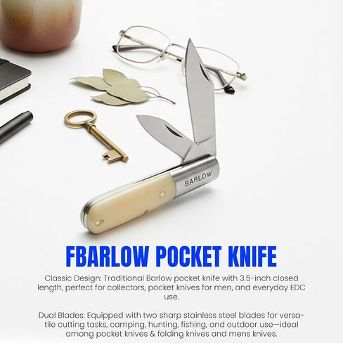 SZCO 2-Blade Barlow Pocket Knife for Men 3.5", Bone Handle Folding Knives in Saudi Arabia