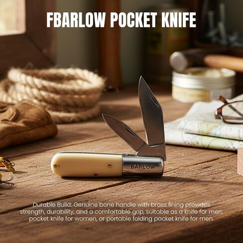 SZCO 2-Blade Barlow Pocket Knife for Men 3.5", Bone Handle Folding Knives in Saudi Arabia