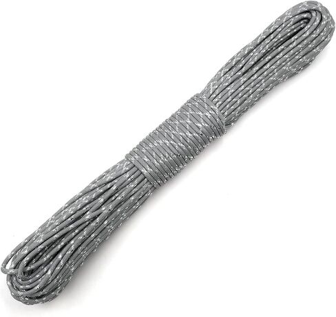 YOUGLE 550 النوع III باراكورد عالي القوة - 5/32 بوصة × 100 قدم (4 مم × 30.5 م) حبل خيمة 7 جدائل حبل باراشوت مع شرائط لامعة للتخييم، حبل القماش، المشي لمسافات طويلة، الحرف اليدوية (أسود، 100 قدم) in Kuwait